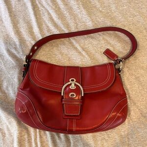 Coach Red Leather Shoulder Bag